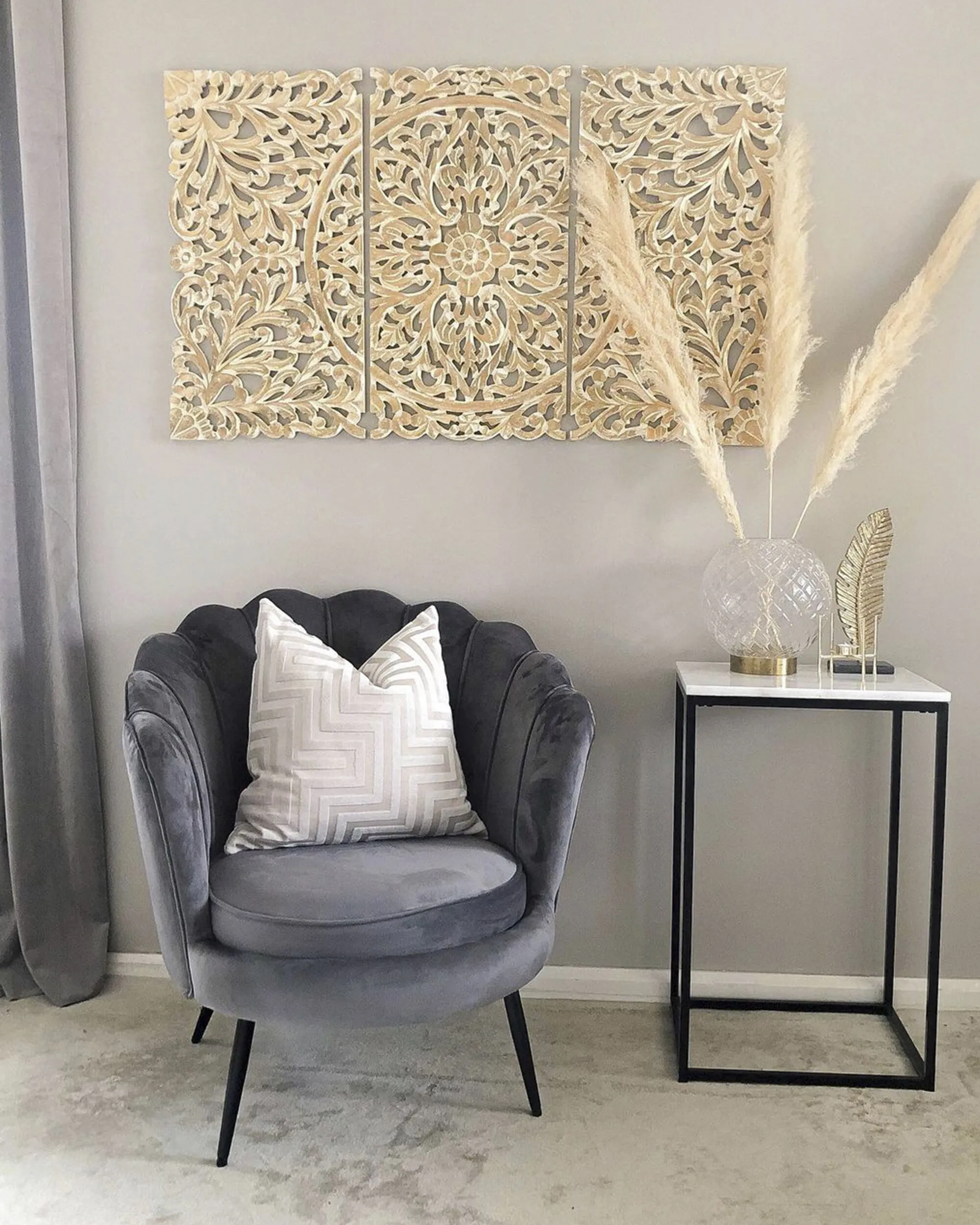Fauteuil LOVIKKA Fluweel Grijs