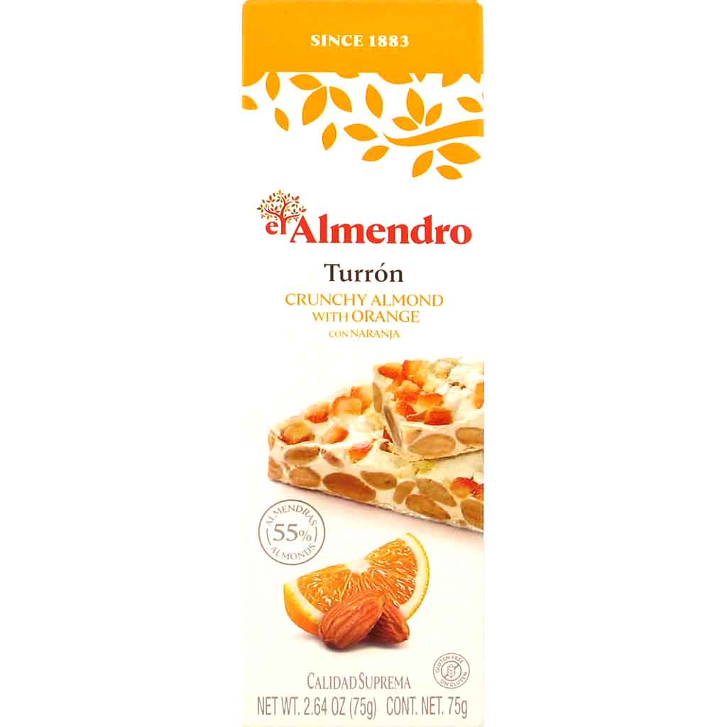 El Almendro Turrón Crunchy Almond with Orange 75g MHD:20.2.26