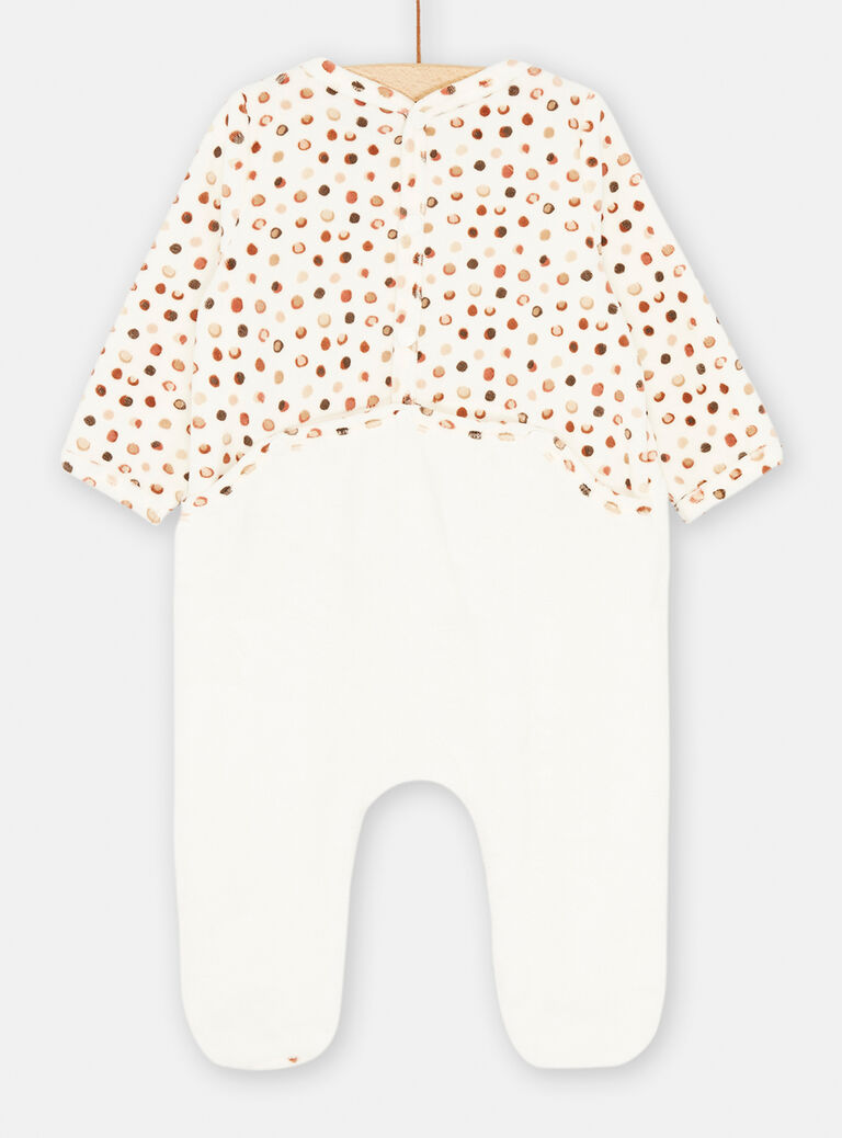 Grenouillère blanche et marron à motifs à pois