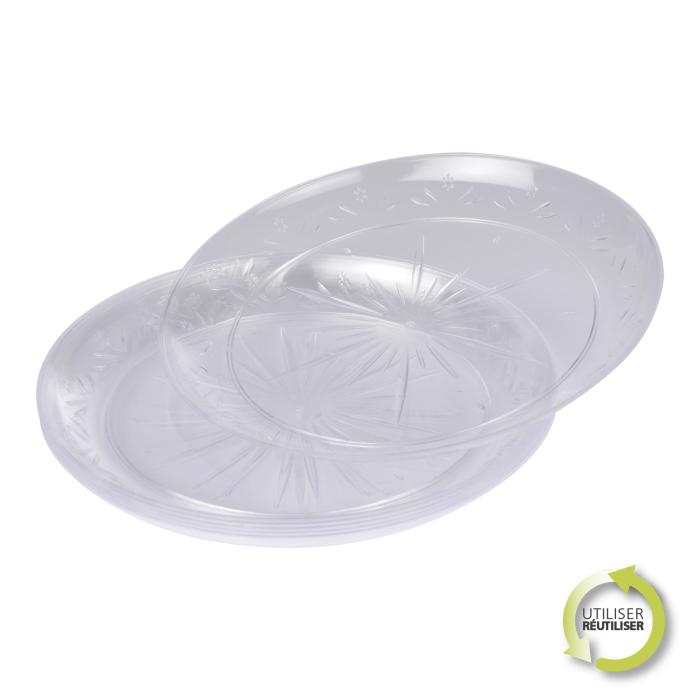 ASSIETTES PLASTIQUE TRANSPARENT D.25CM X6PCS
