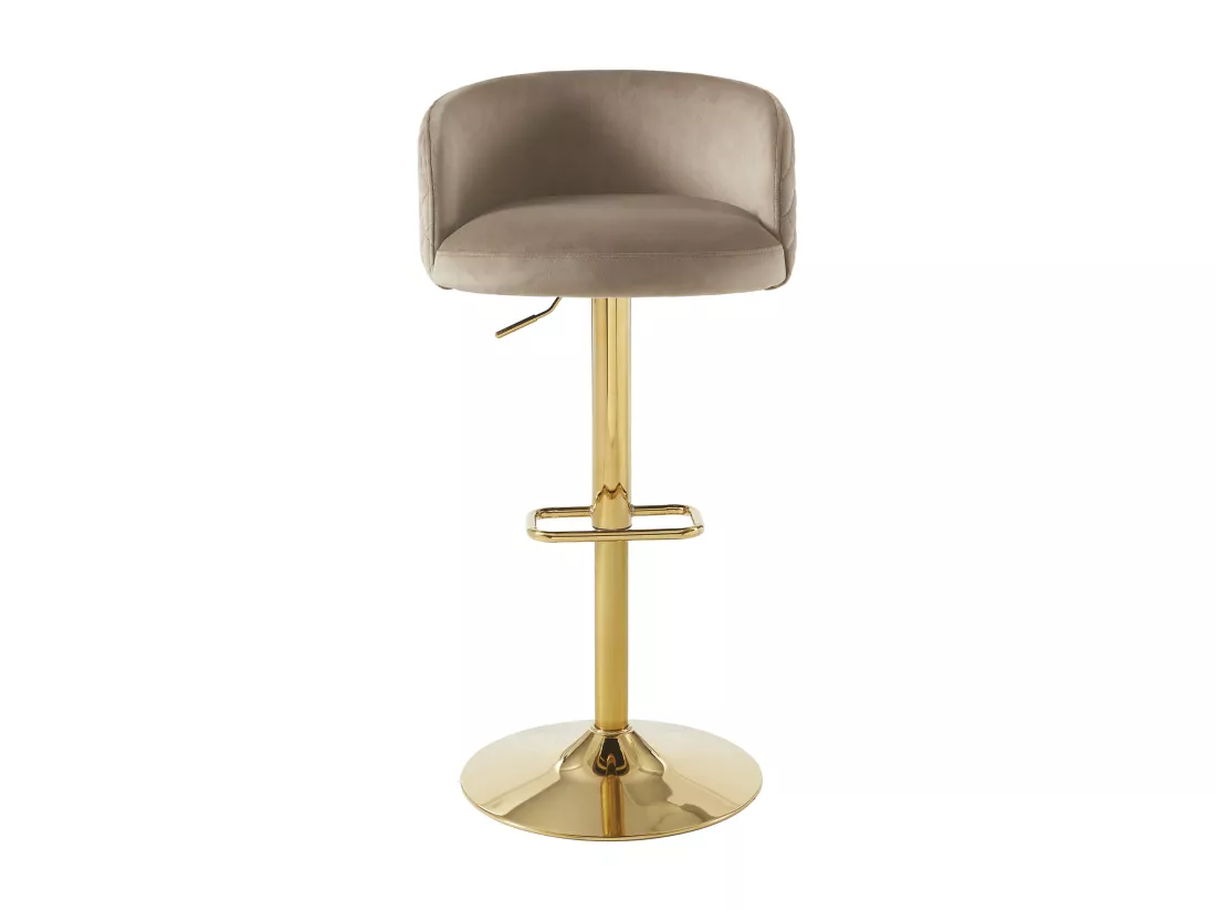 Tabouret de bar en velours et métal doré - Hauteur réglable - Beige - PERLANITA de Pascal Morabito