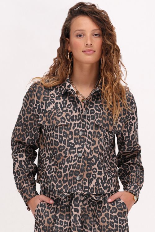 Cropped jacket met panterprint