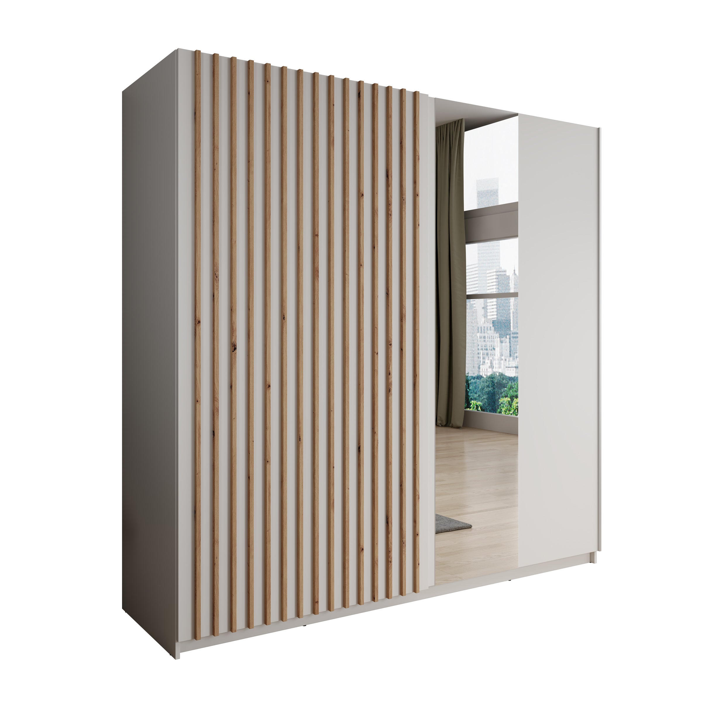 Deliryon - Kledingkast met schuifdeuren - Wit - 200x62x199 cm