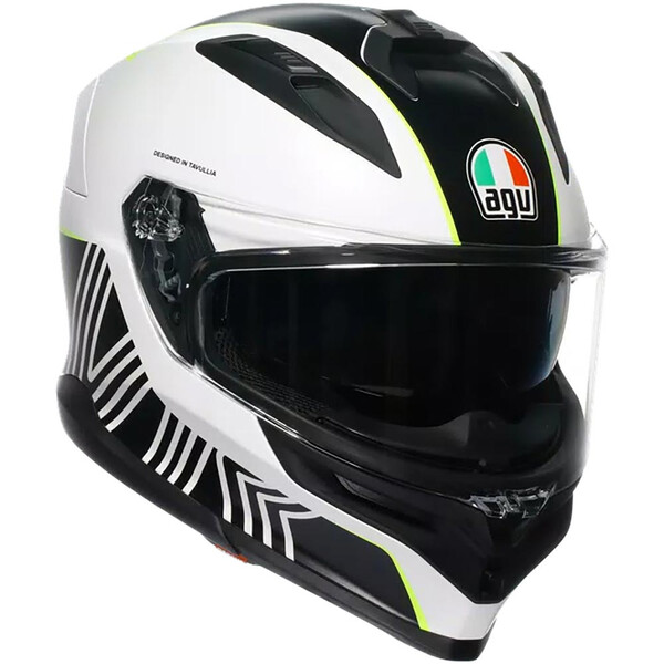 AGV - Casque K7 Super 46 Noir / Blanc / Jaune fluo