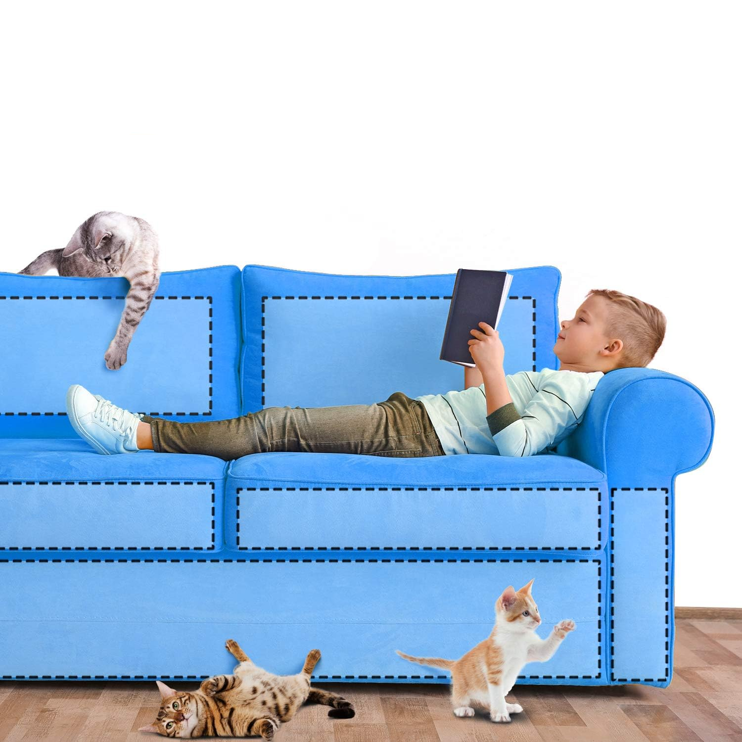 (8er Set) 45x30cm Selbstklebender Katzen Kratzschutz Zuschneidbare Möbel Schutzfolie Sofa Schoner - Transparent