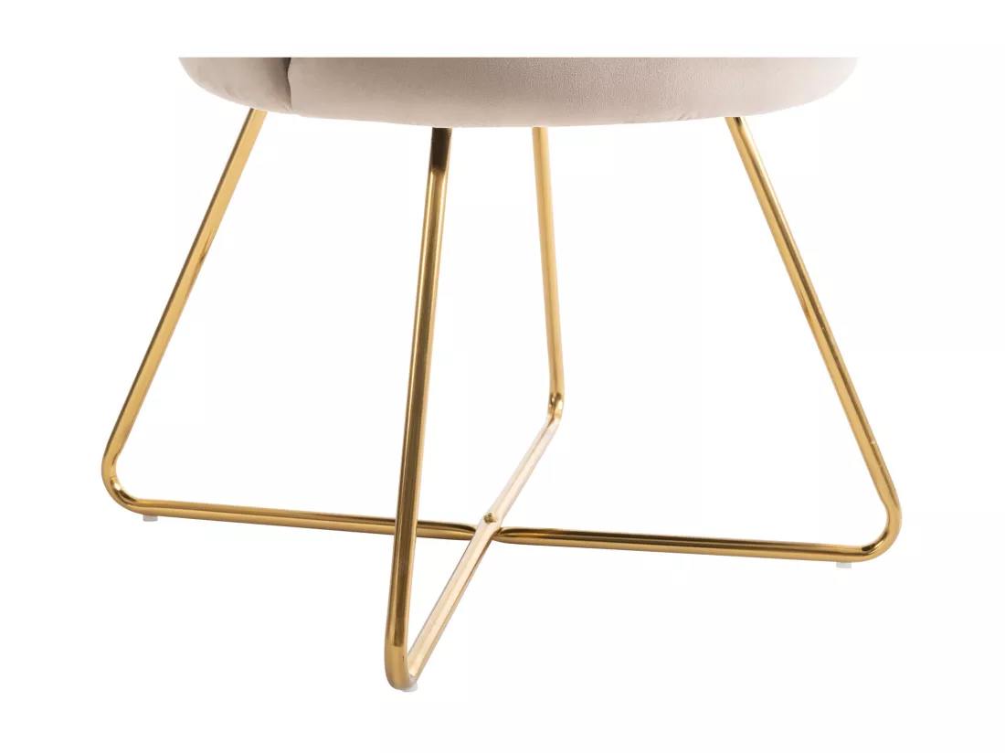 Lot de 2 chaises en velours et métal - Beige et doré - FIORI II