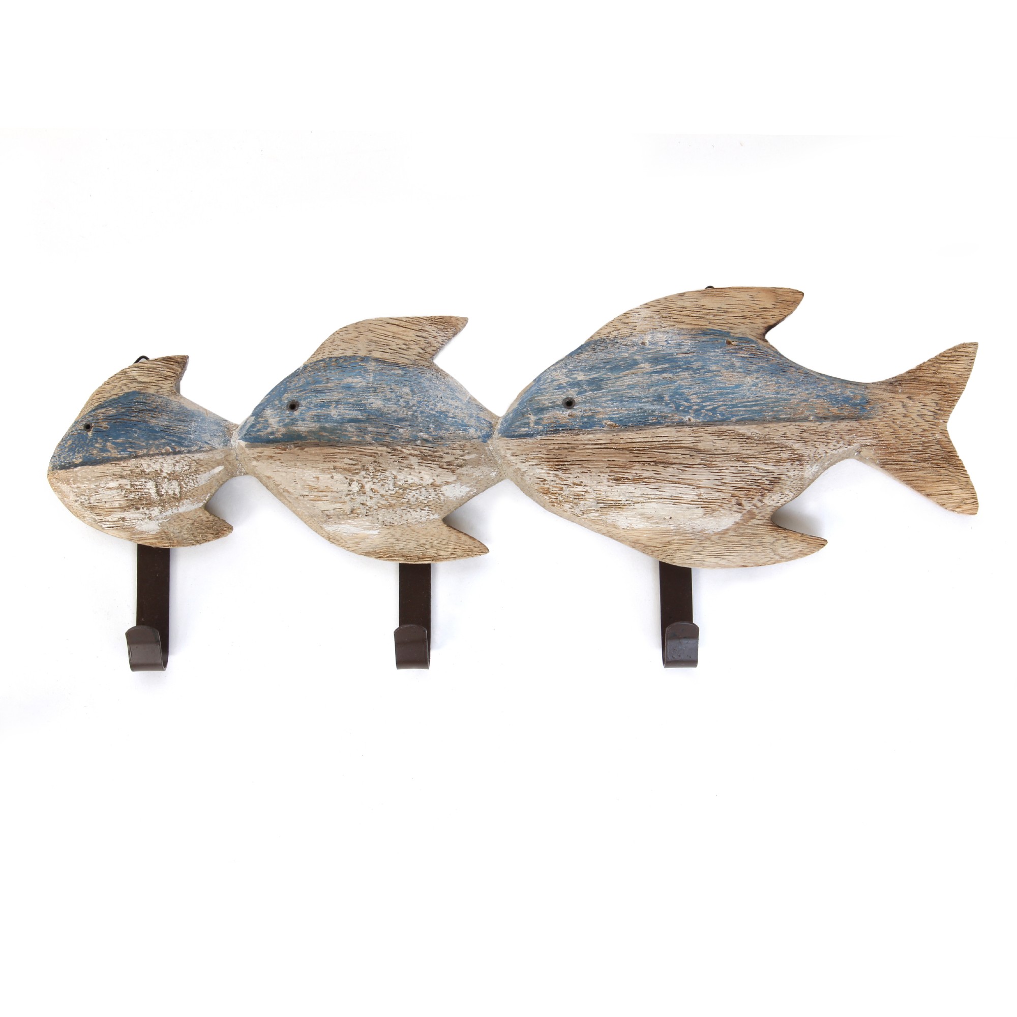 3er Hakenleiste 'Fische', natur, B 43 cm, H 17 cm, T 4 cm von fischer's lagerhaus