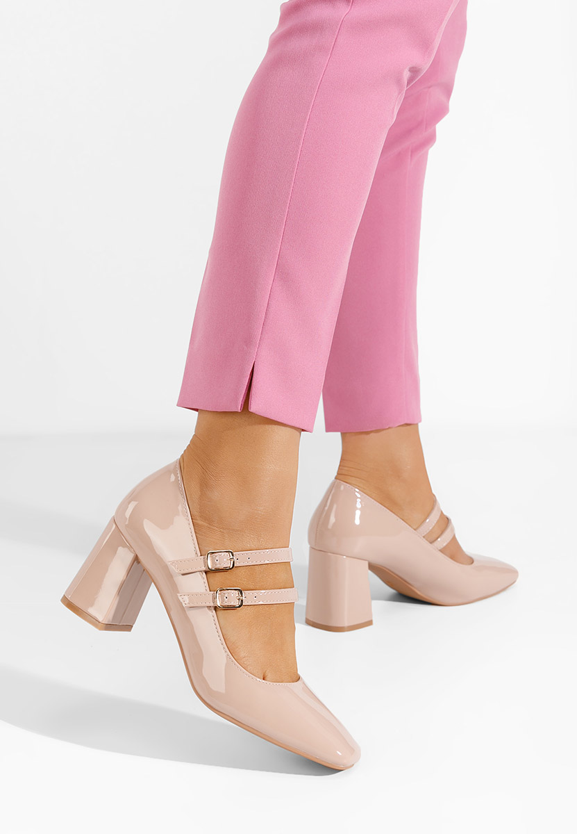 Chaussures à talon épais beige Zerena
