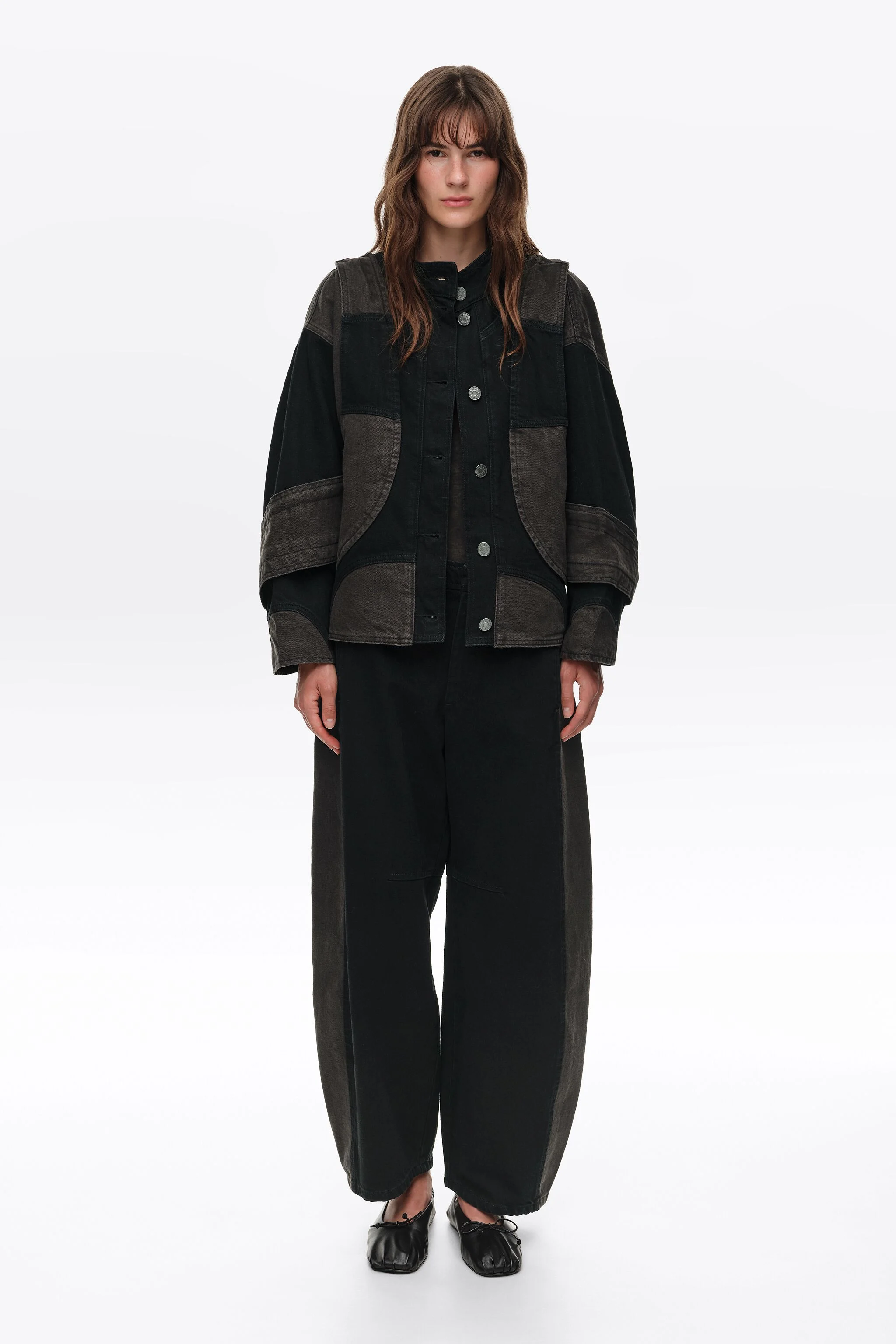 Jaqueta jeans oversized bicolor