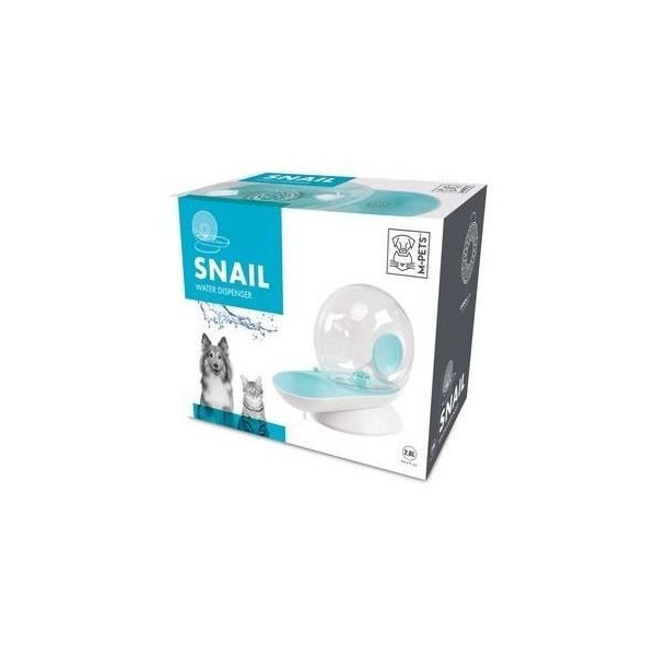 Distributeur d'eau avec filtre m.pets snail - 2800ml - 30 x 13 x 23.8 cm - blanc, bleu et transparent