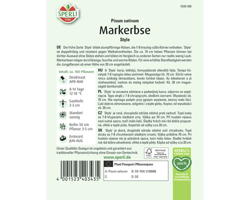 Sperli groentezaden in tuinerwtenstijl