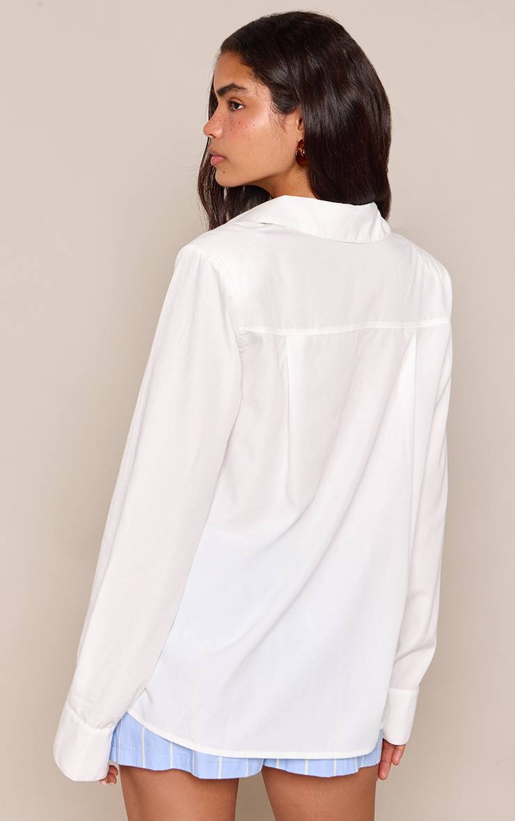 Blanc Chemise Oversize À Épaulettes Et Motif Sardine