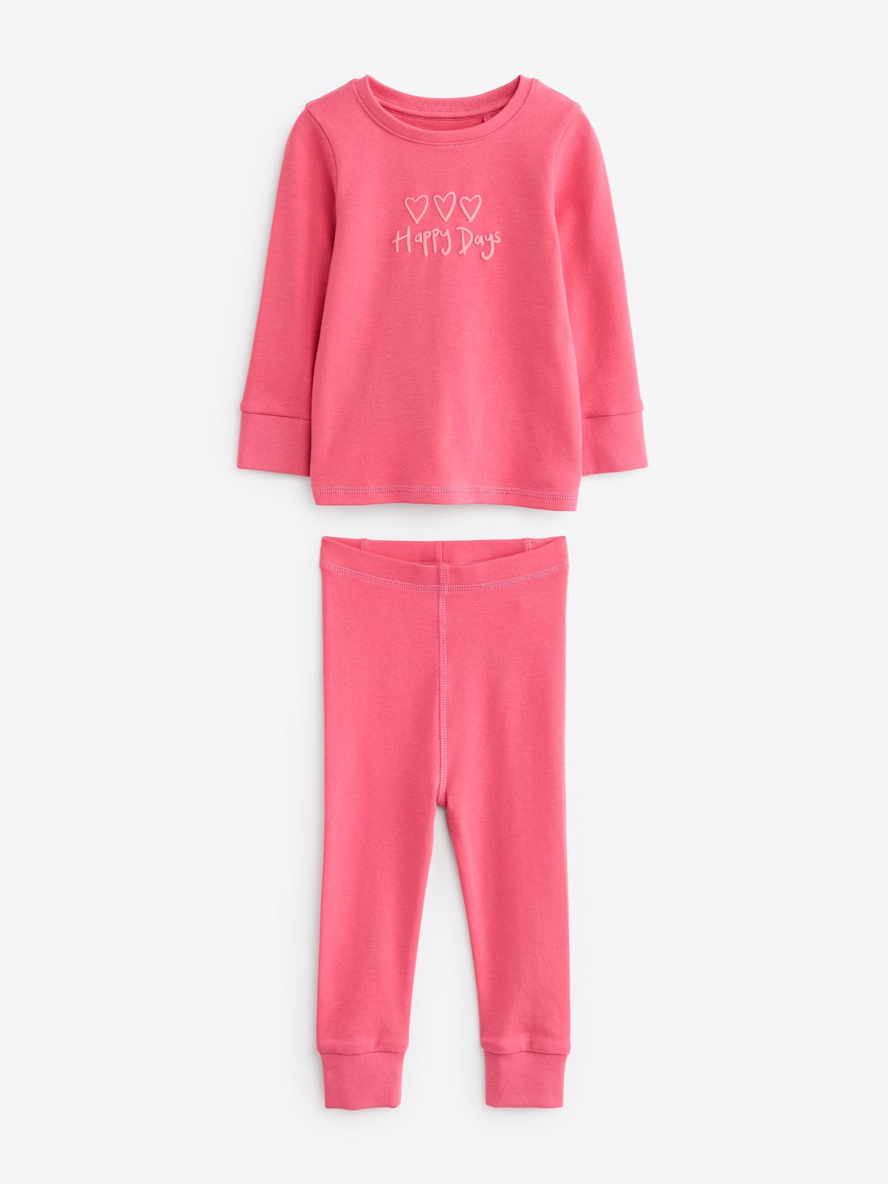 Roze/geel met slogan - Verpakking van 3 knusse pyjama's met print (9 mnd - 12 jr)