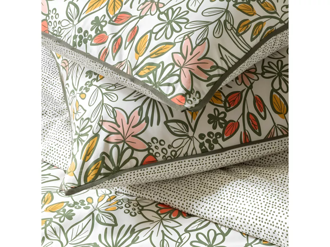 Parure de lit 2 personnes fleurie réversible à pois 260x240cm