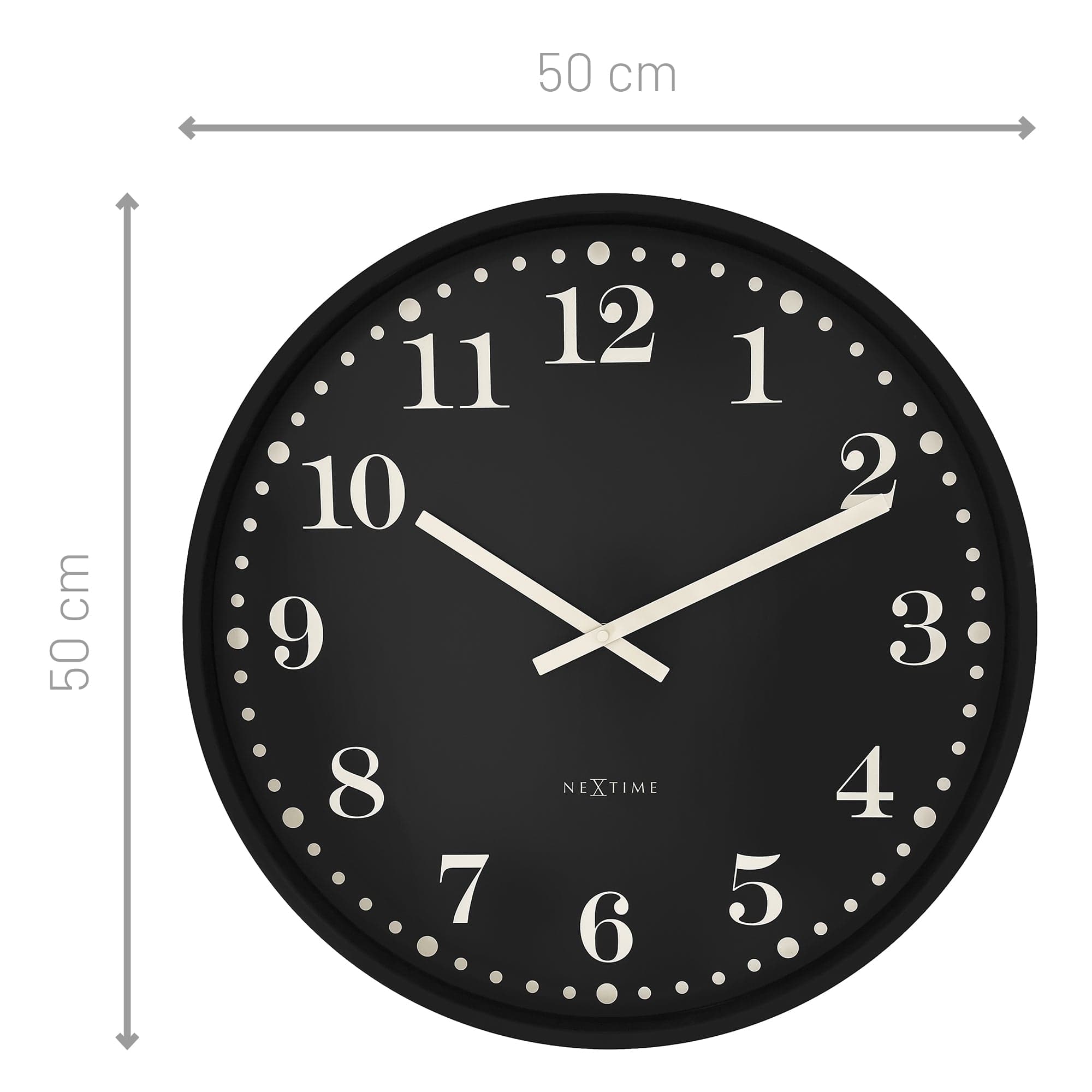 NeXtime - Wandklok 50cm - Stil - Zwart - Plastic - NeXtime 'Dickens