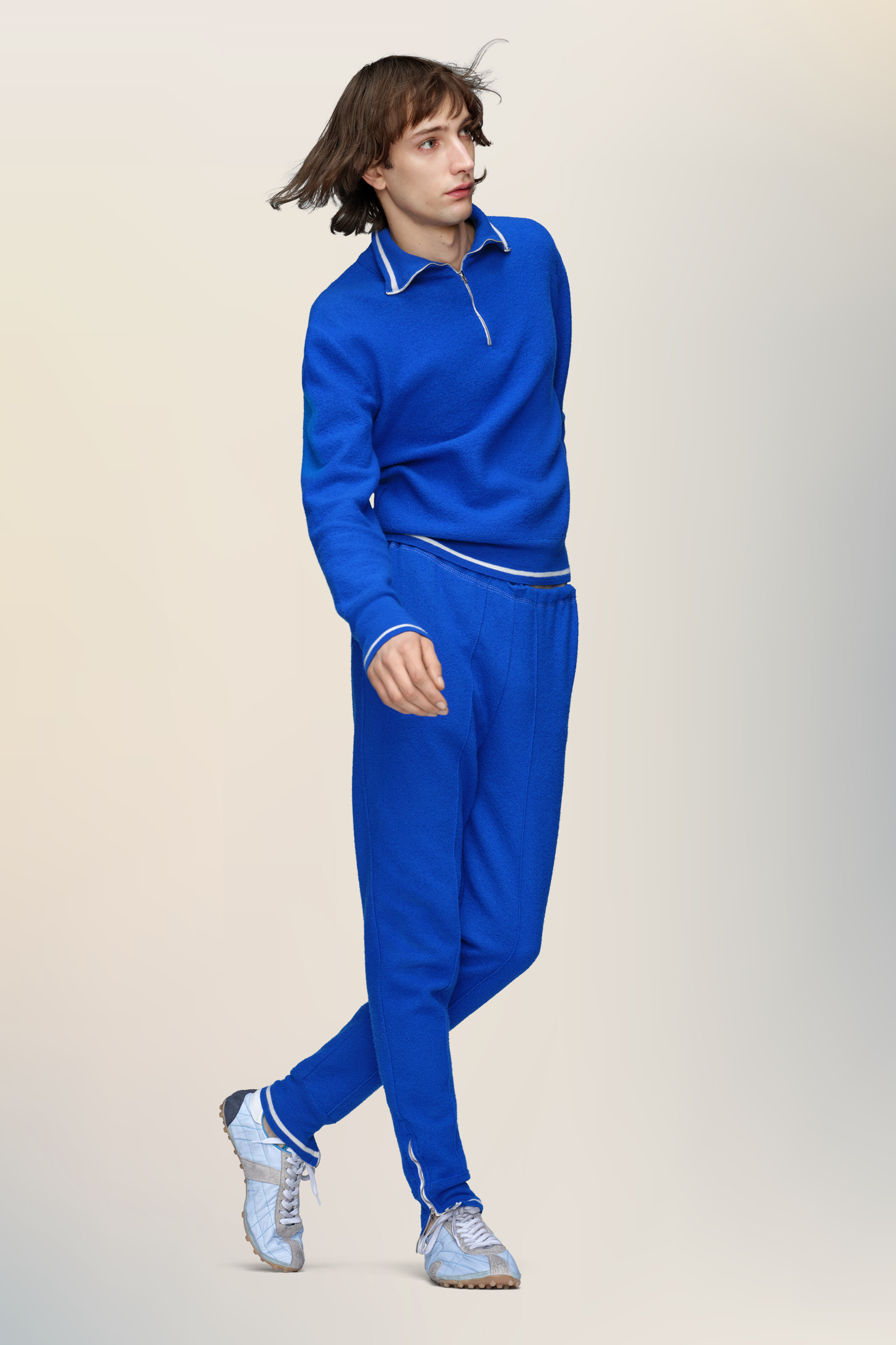 Pantalon de survêtement en laine bleu pour homme