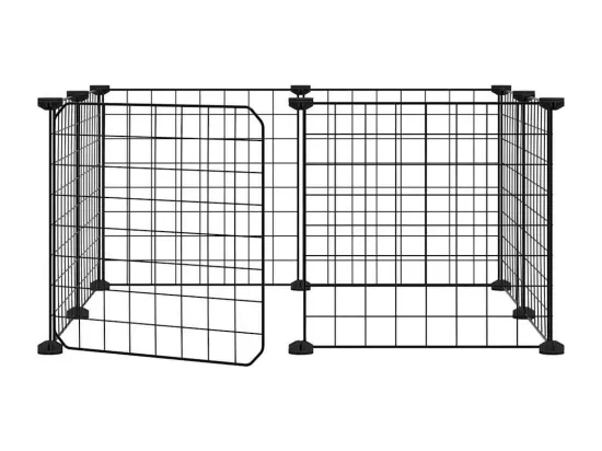 Cage animaux de compagnie à 8 panneaux et porte Noir 35x35 cm