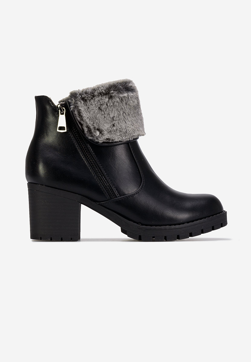 Bottines à gros talon noires Valla
