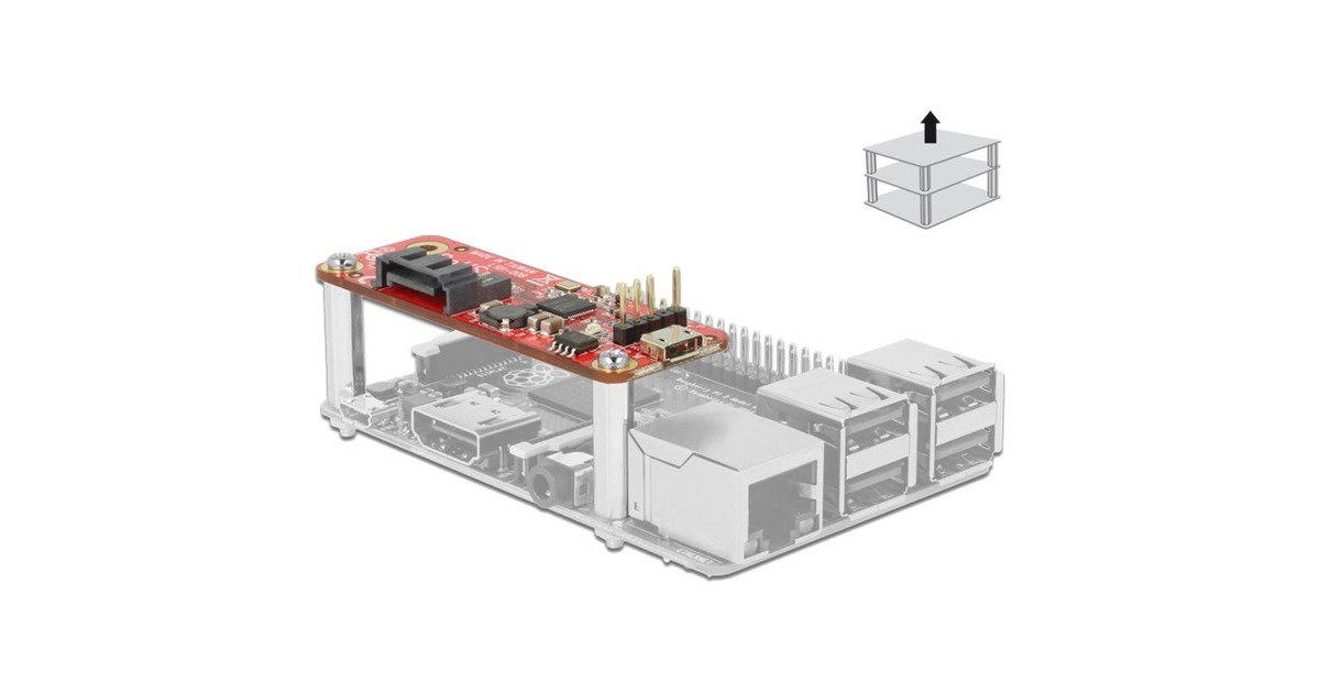 DeLOCKConverter USB Micro-B + 5Pin USB > SATA 7Pin adapter  (Rood)