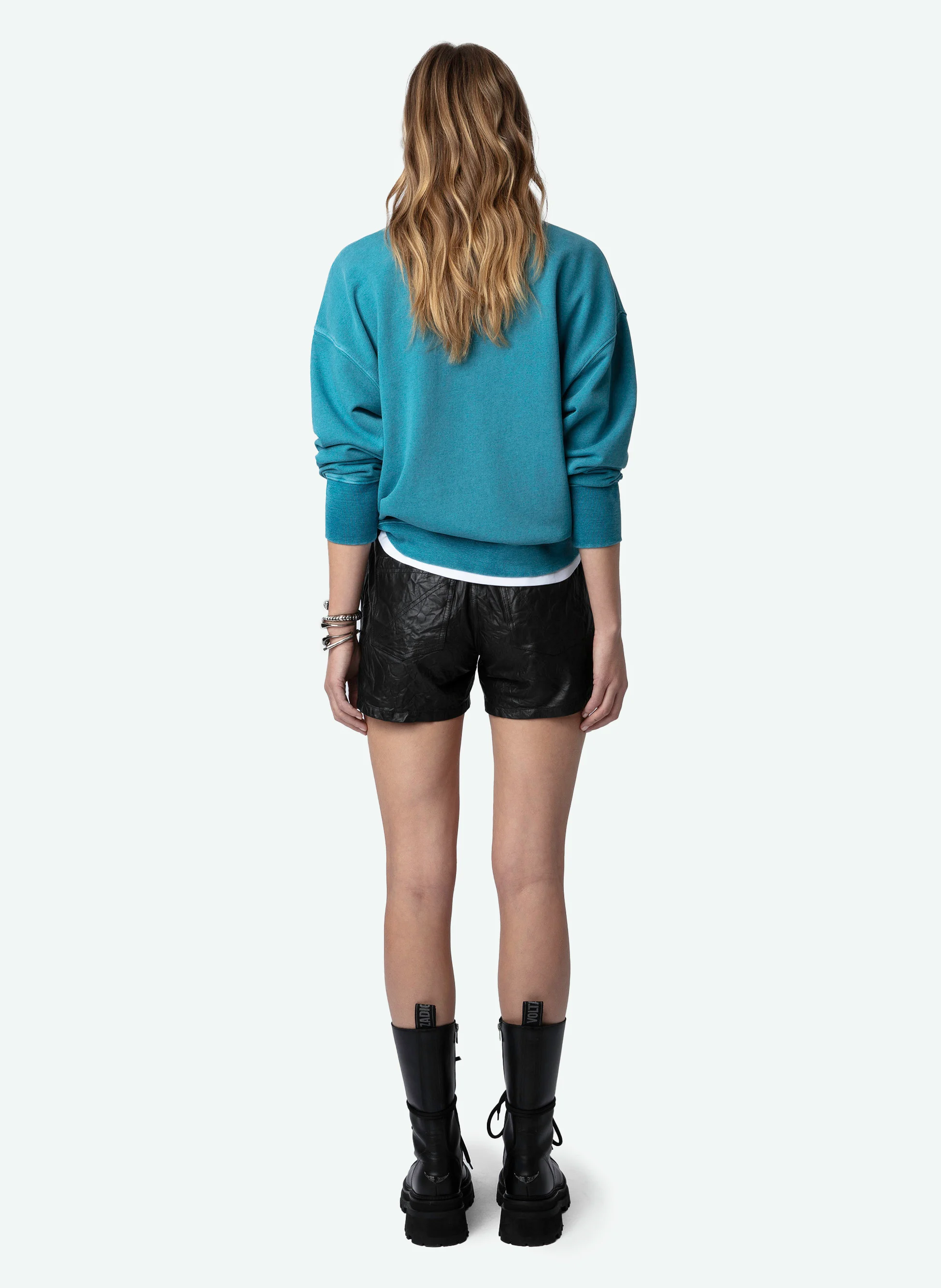 OSCAR - Sweat col rond sérigraphié en coton bio | Bleu