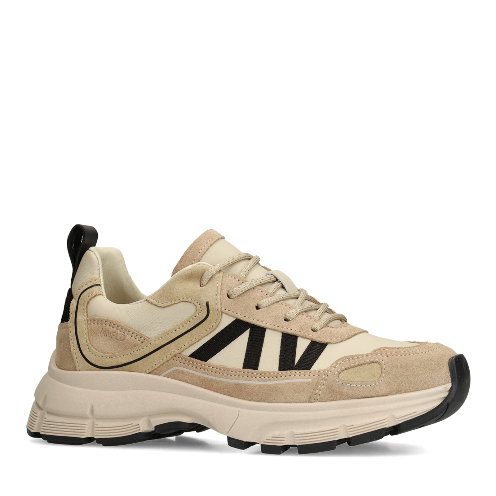 Beige leren sneakers met suède details