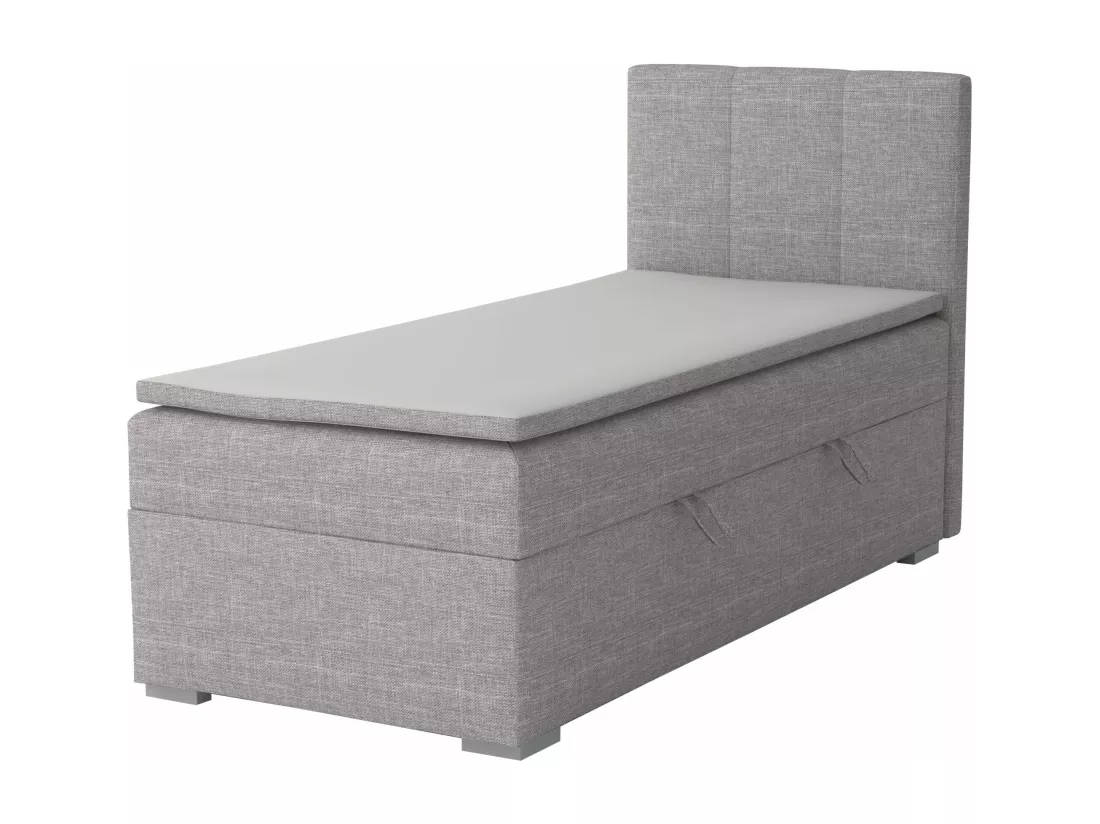LIT SIMPLE avec tiroir de rangement et surmatelas, côté droit Monaco Mini 90x200 cm, Lux 05 (Gris clair)