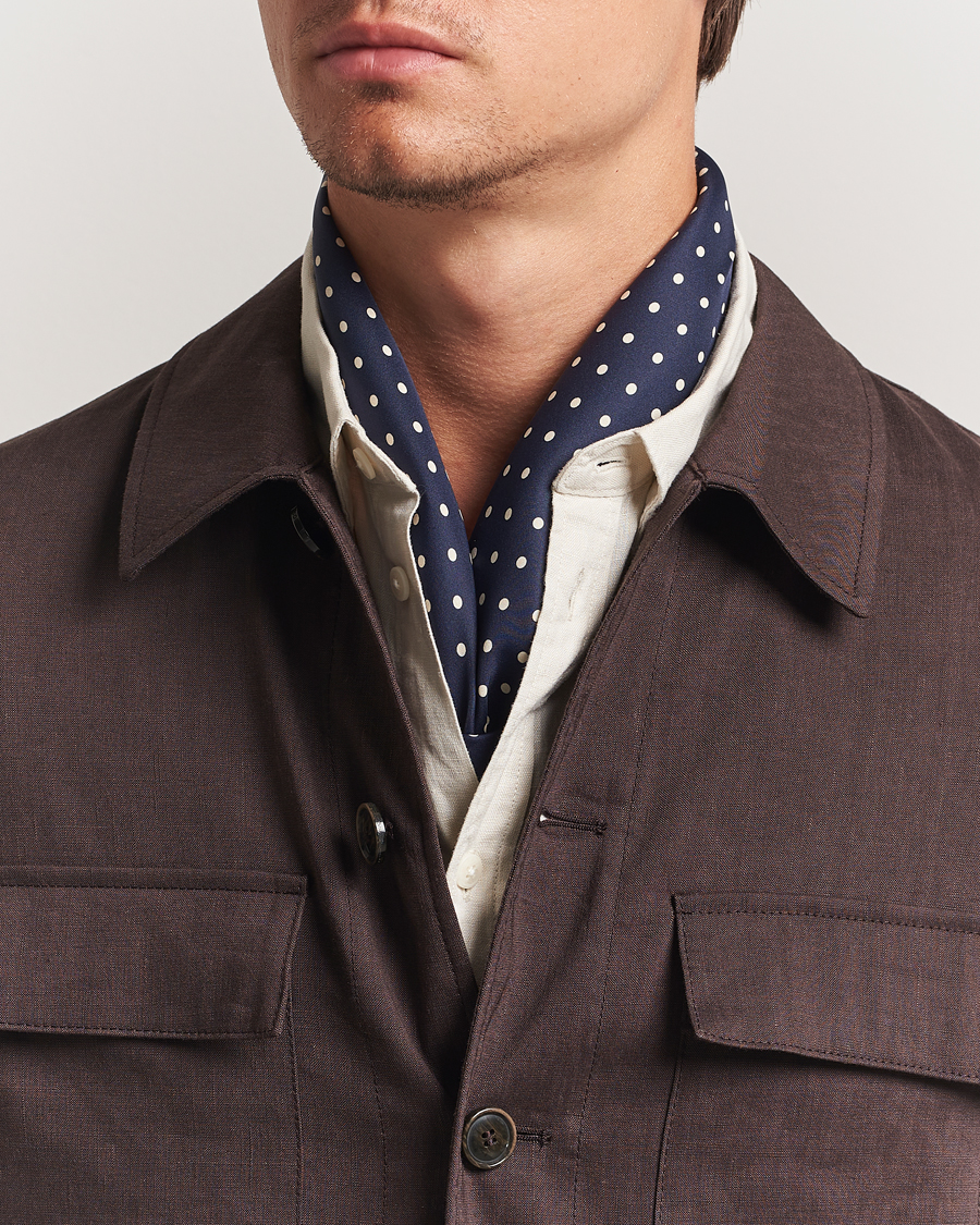 Ralph Lauren Purple Label Printed Dot Scarf Navy