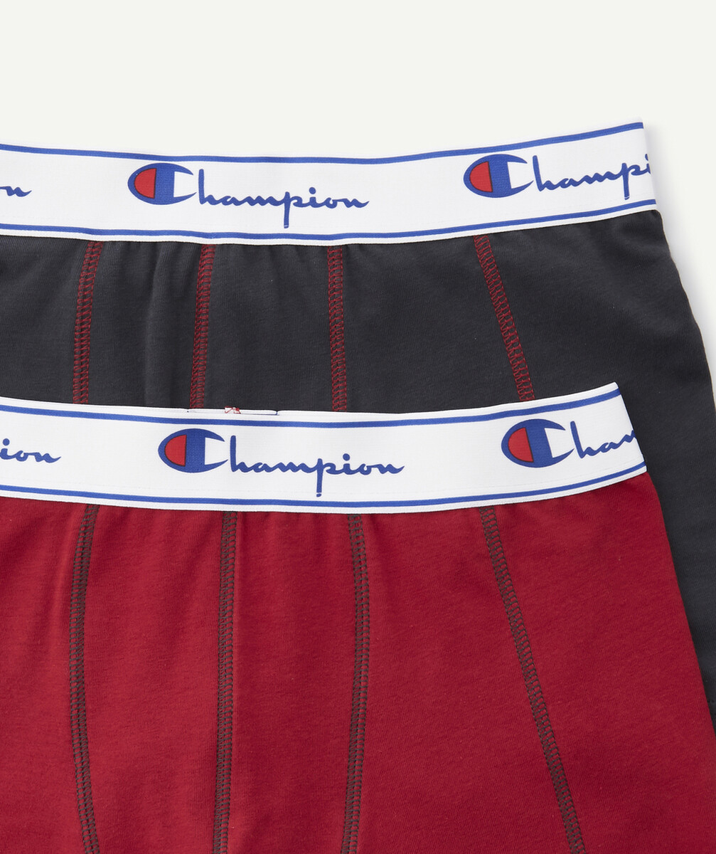 CHAMPIONLES 2 BOXERS GRIS ET ROUGES