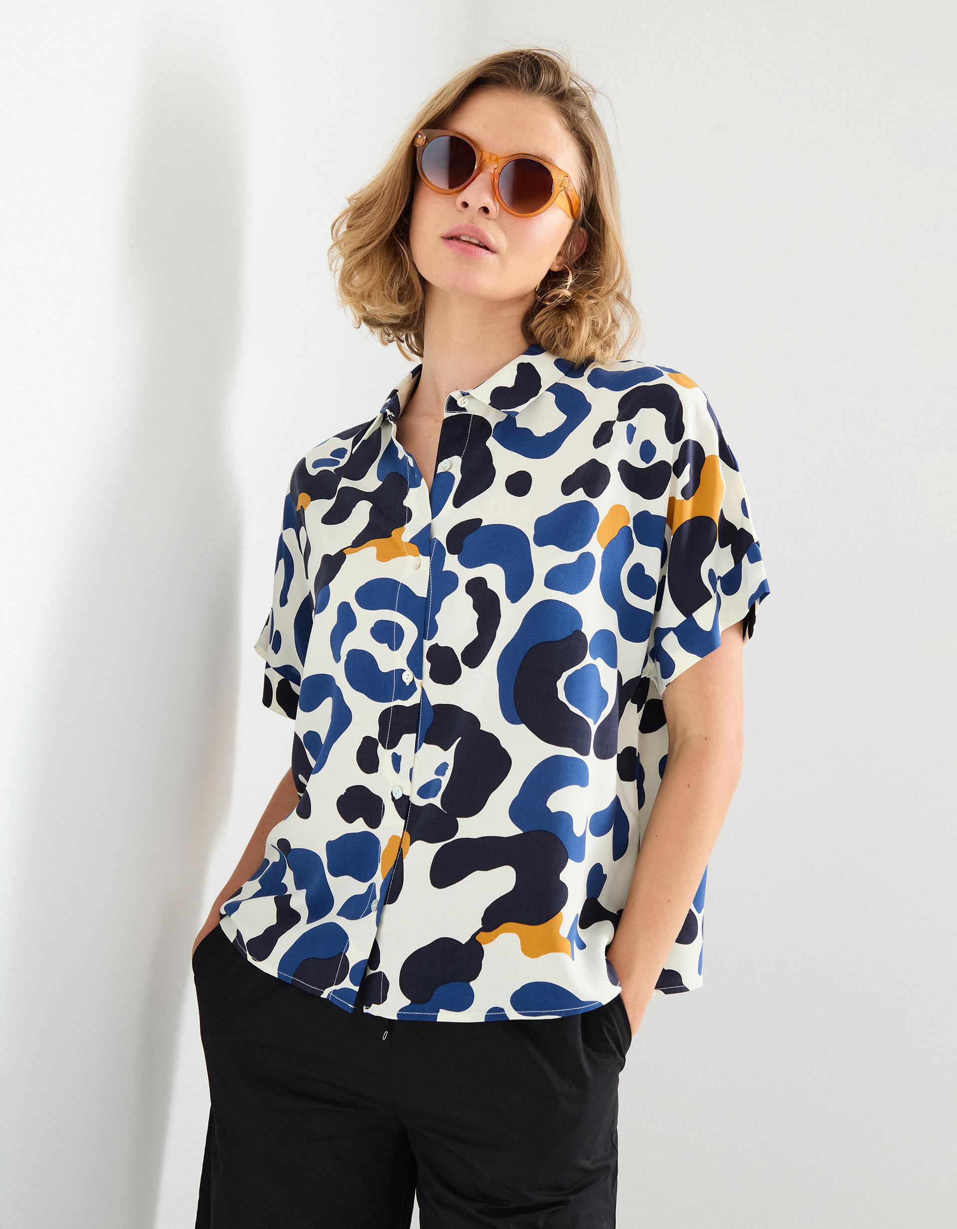 Camisa Viscose, Mulher, Azul