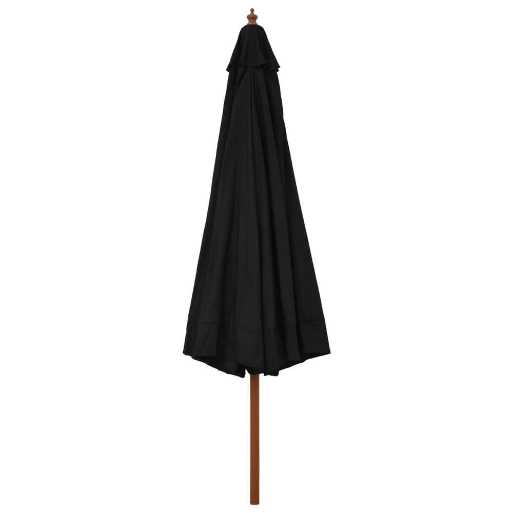 Parasol d'extérieur avec mât en bois 330 cm noir