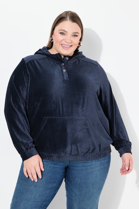 Cord-Hoodie, Oversized, Kapuze, Langarm, Gummisaum