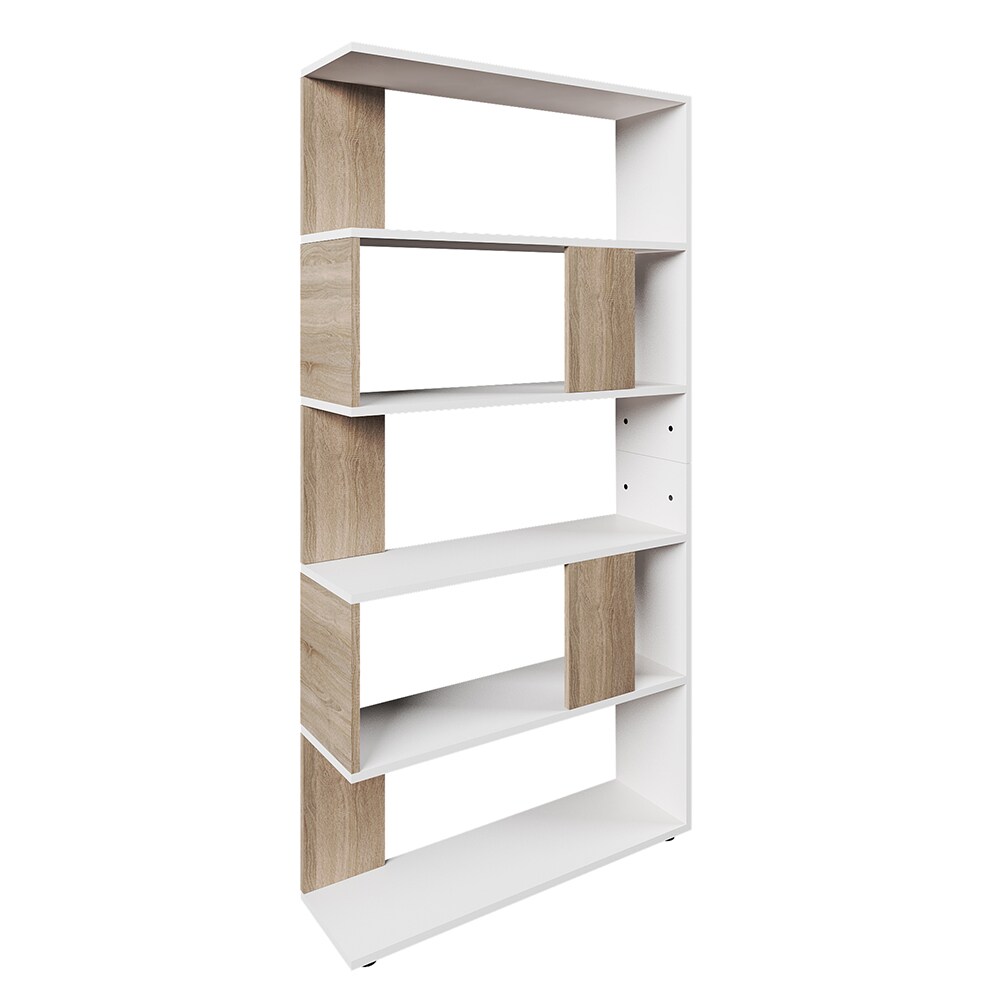Vicco Raumteiler Bücherregal Standregal Büroregal Regal 5 Fächer Weiß Sonoma