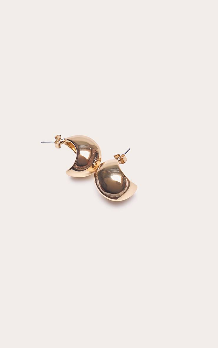 Doré Boucles D'oreilles Synthétiqueces Dôme Bombées Lisses