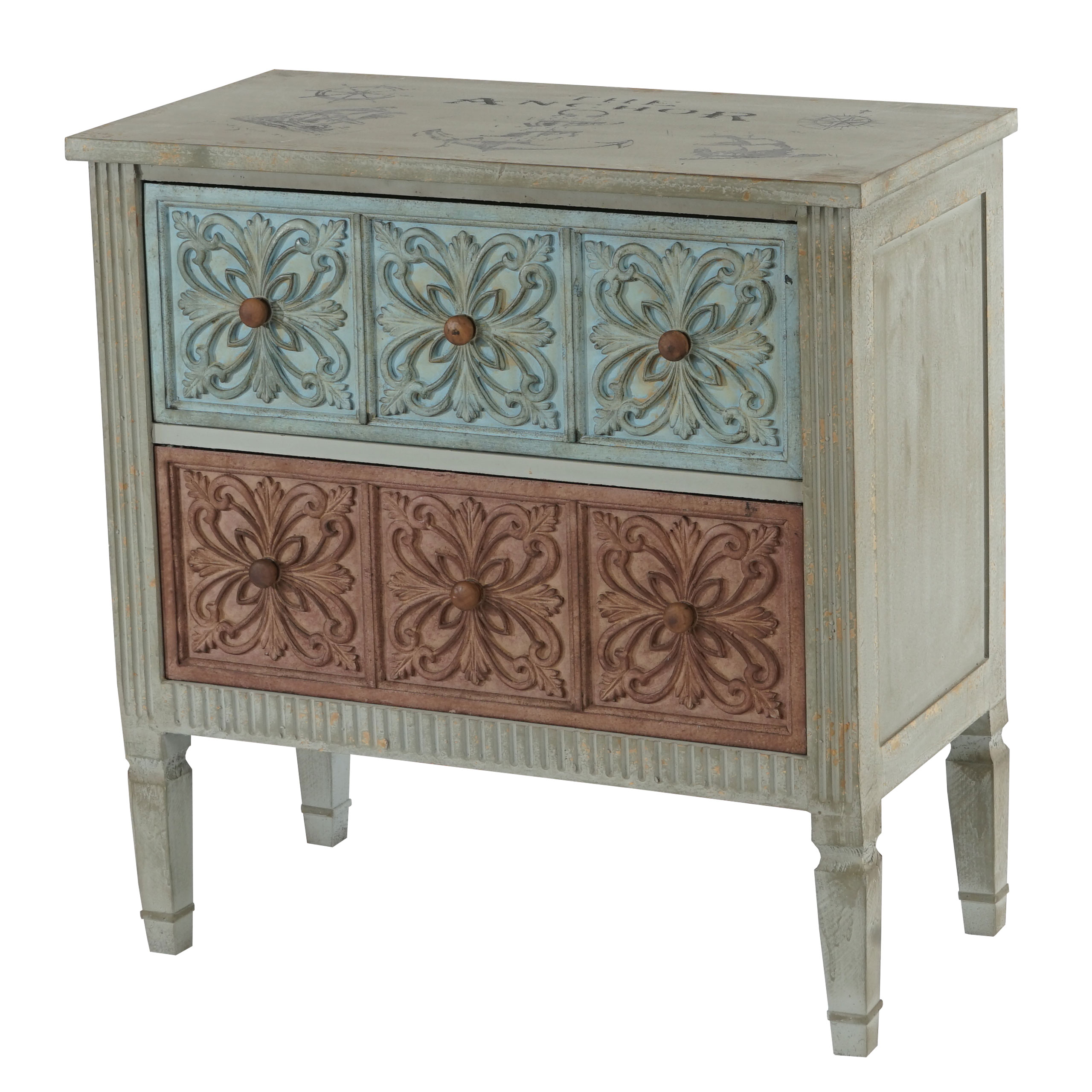 Kommode Almada Sideboard Schrank Shabby-Look, Vintage, 80x79x40cm