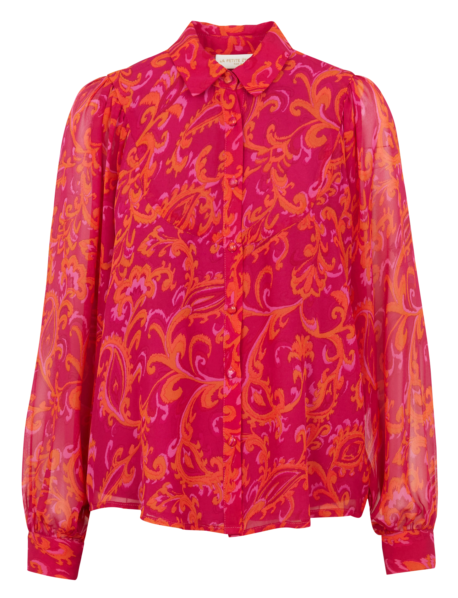 JOAO - Chemise col classique en voile imprimé | Rose