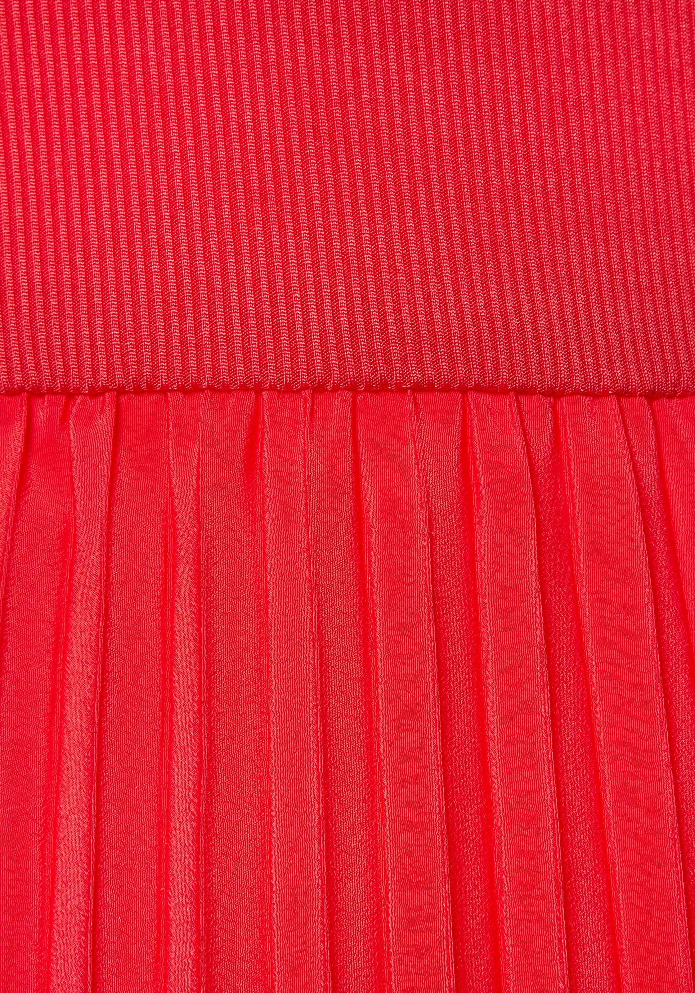 LASCANA Midikleid mit Plisseerockteil, Basic, modisch