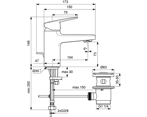 Ideal Standard CERAPLAN chromen wastafelkraan BD214AA