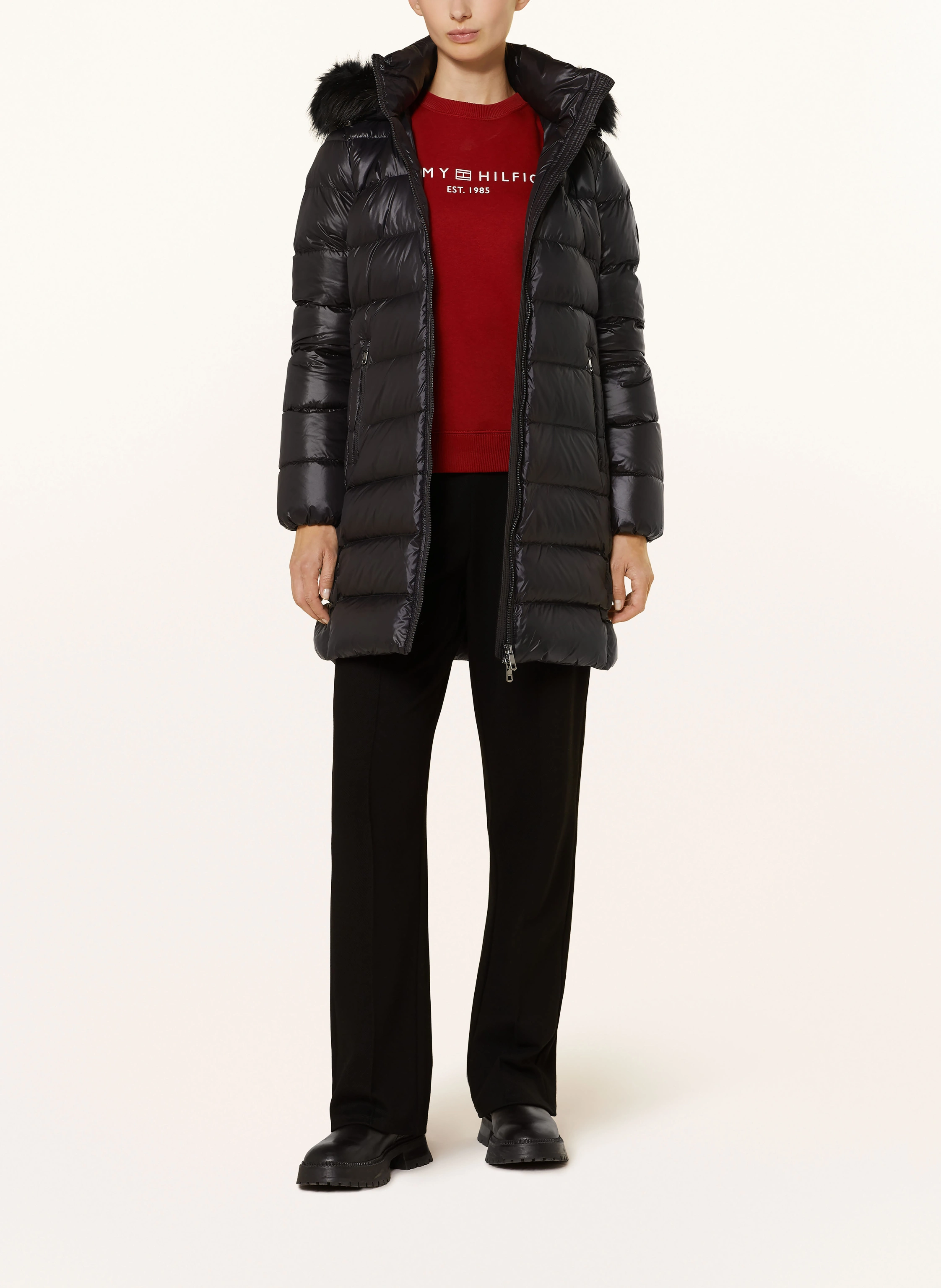 TOMMY HILFIGER Daunenmantel GLOSS DOWN TYRA mit Kunstpelz