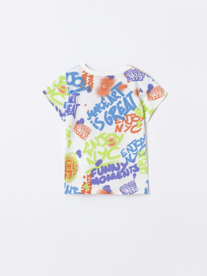 Conjunto de camiseta estampada e bermuda - Laranja Vigore