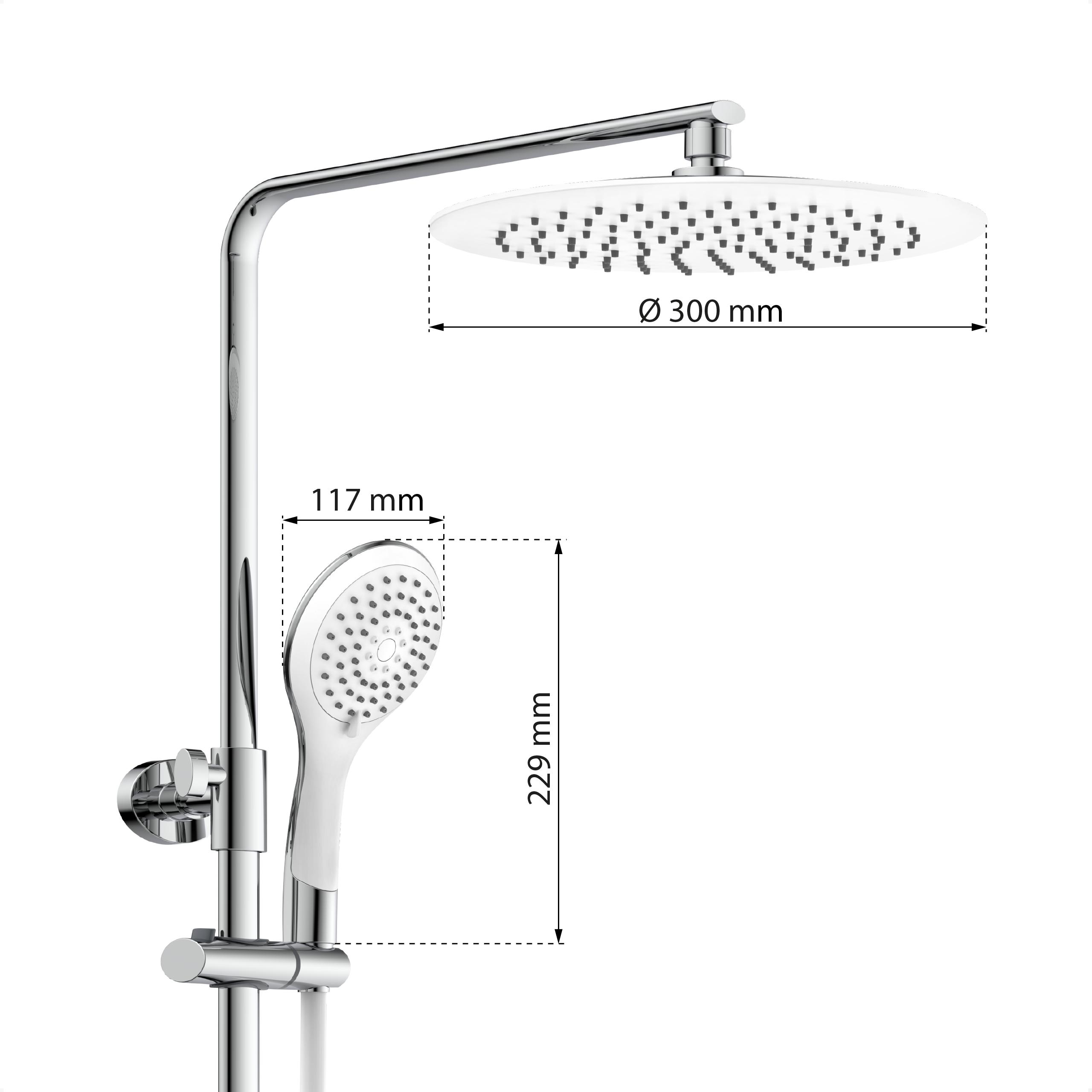 Eisl Duschset GRANDE VITA Regendusche mit Thermostat Chrom/Weiß