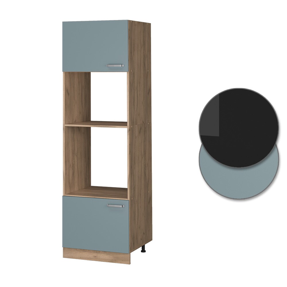 Vicco Mikrowellenschrank Küchenschrank R-Line Solid Eiche Blau Grau 60 cm modern