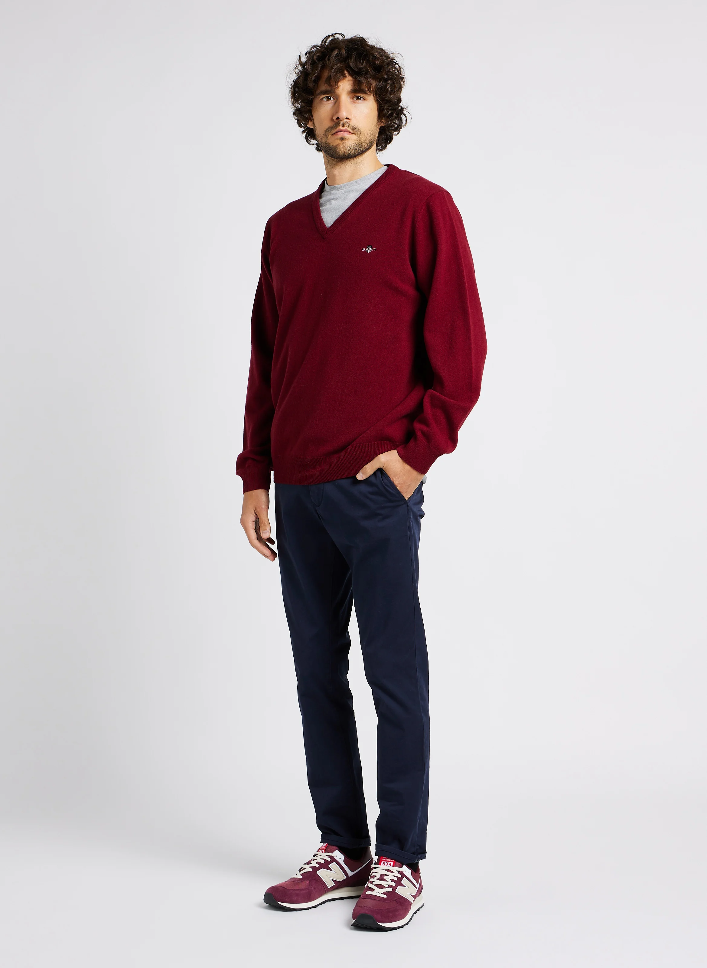 Tee-shirt col rond droit en coton | Gris