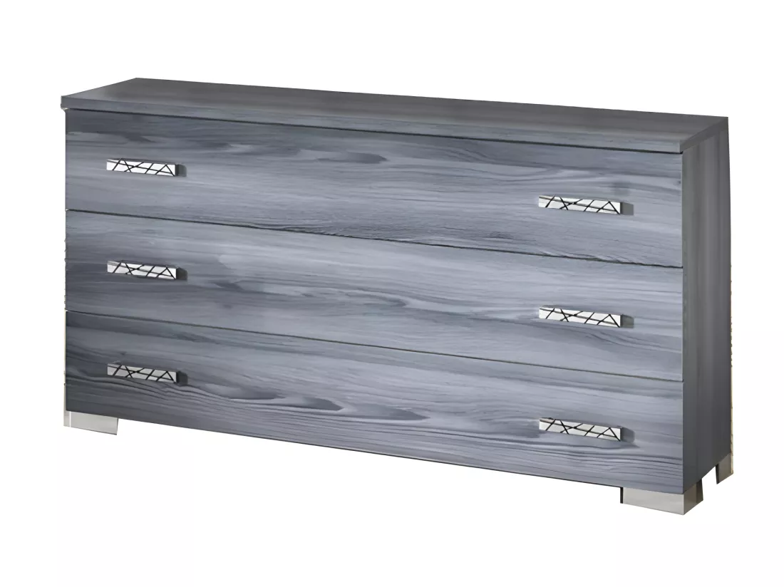 Chambre complète 160x200 gris/Simili cuir blanc à LEDs - FENY n°2