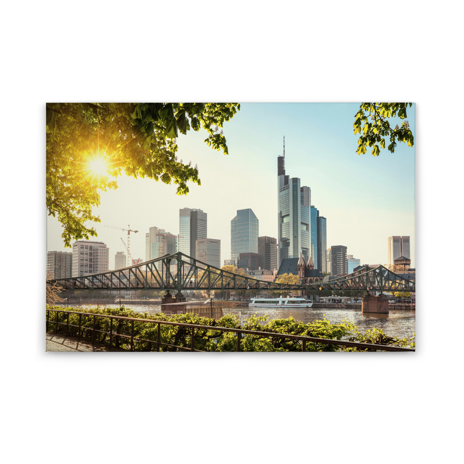 Leinwandbild FRANKFURT - grau-grün - 90x60 cm