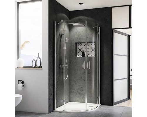 Ronde douchedraaideur Breuer Panorama R500 90x90 cm helder glasprofiel kleur chroom