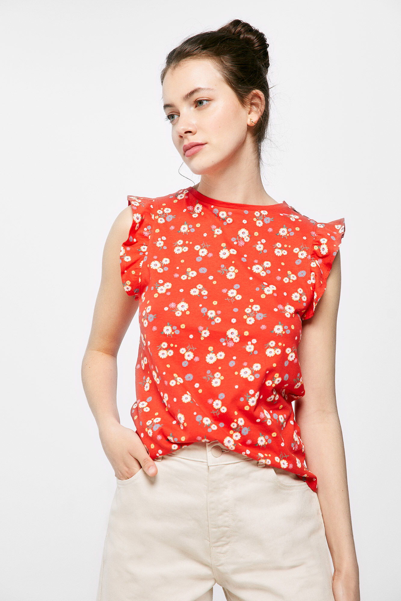 Botões de ombro estampados para camiseta - vermelho