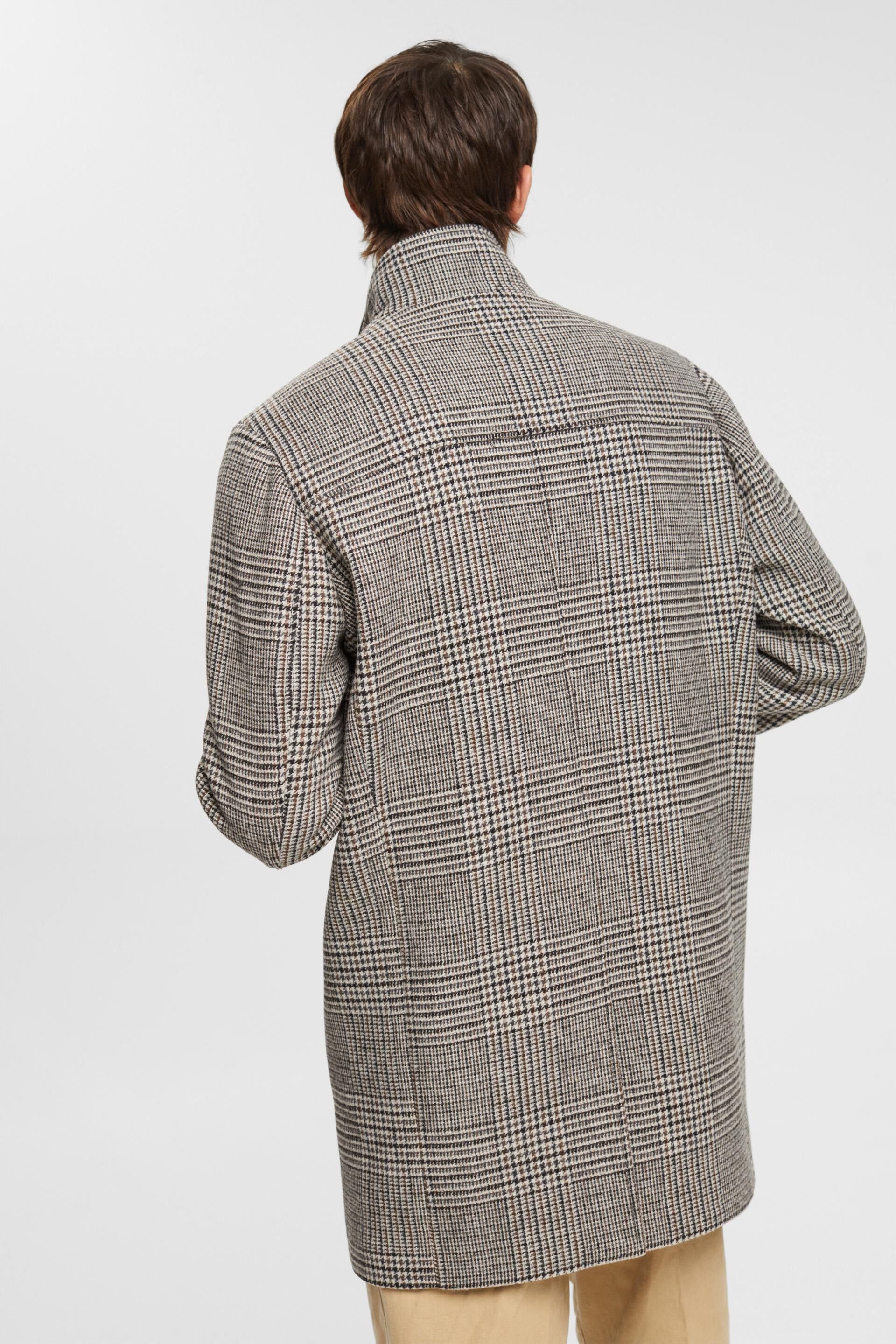 Manteau en laine mélangée à carreaux prince-de-galles