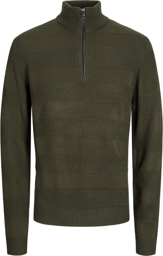 JJ-REBEL JREBTOBY KNIT HALF ZIP Grøn