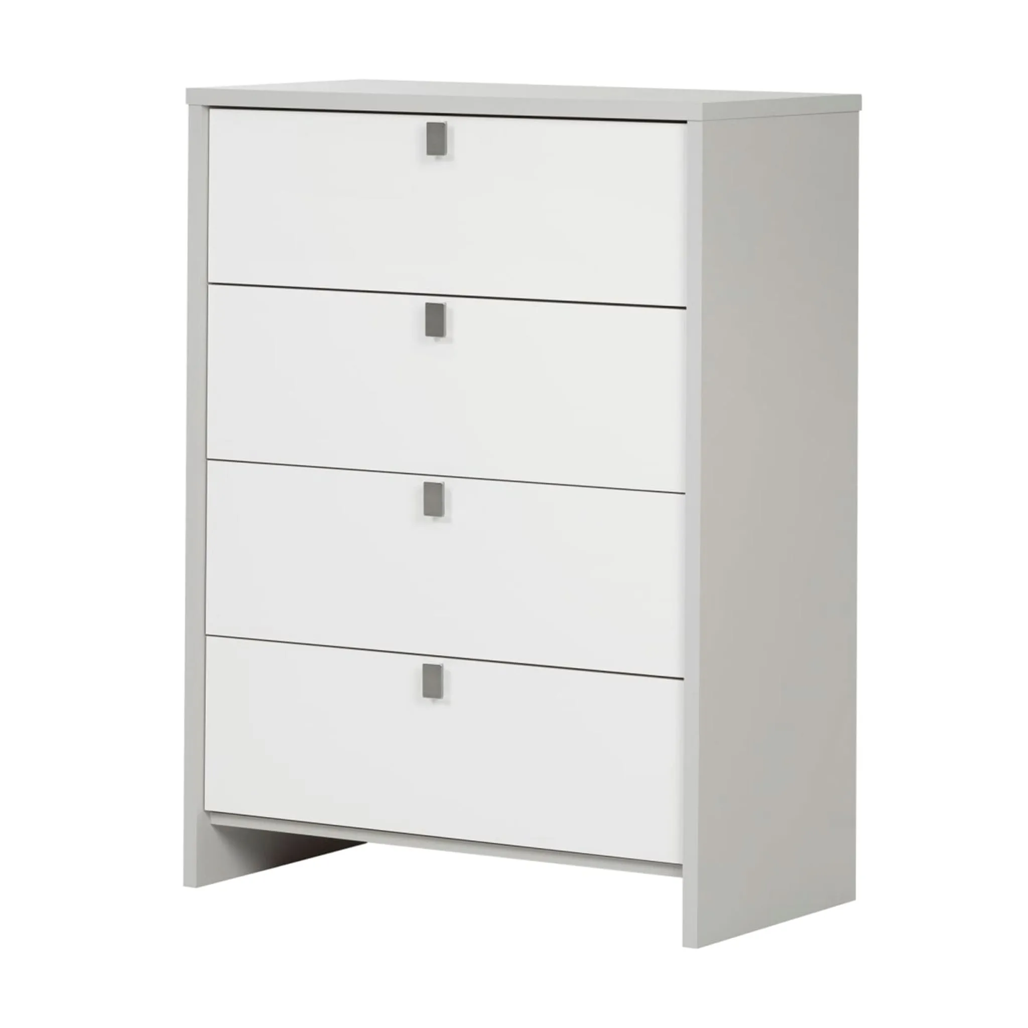 South Shore Commode 4 Tiroirs Cookie - Gris Clair et Blanc Solide