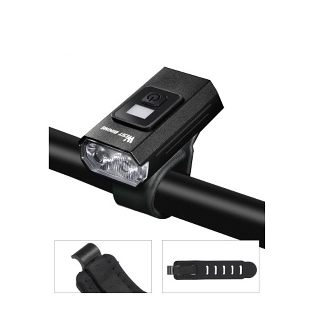 (2-tlg. Set) Wiederaufladbares Aluminium USB Fahrrad LED Front- und Rücklicht mit LCD Display IPX6 - Schwarz
